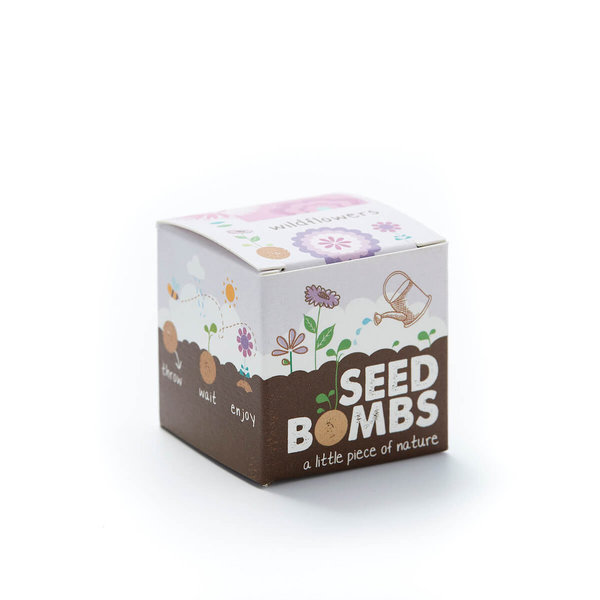 Seedbomb Wildblume im lila Würfel