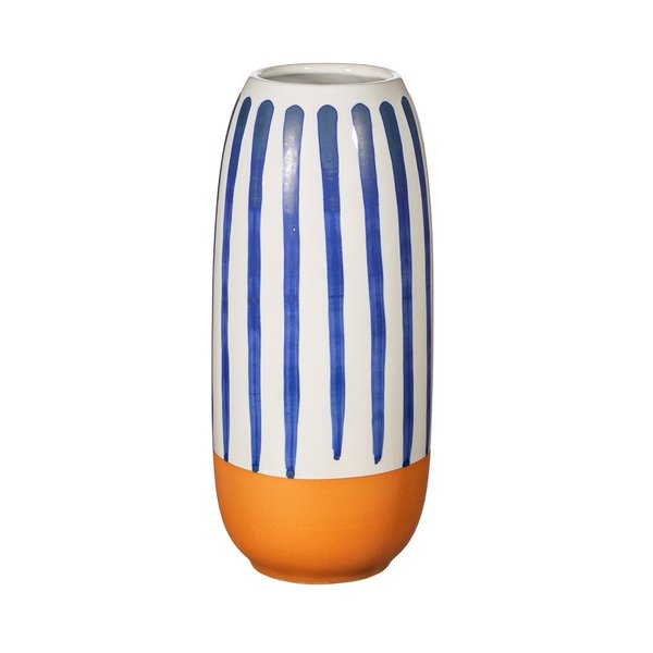 Paros Blue Stripe - große Vase - weiß-blau