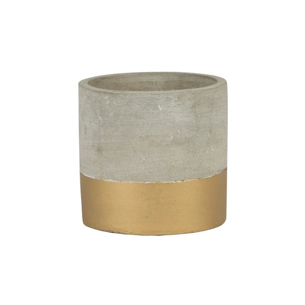 Mini Tuva Gold Dip Cement Planter - grau-gold