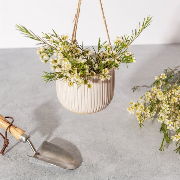Grooved Hanging Planter - off-white